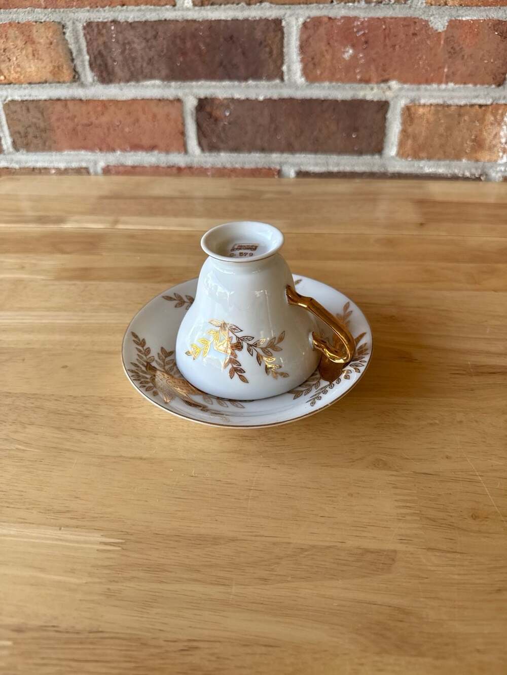 Norcrest Fine China 50th Anniversary Teacup and Saucer Set C-579 Gold Birds